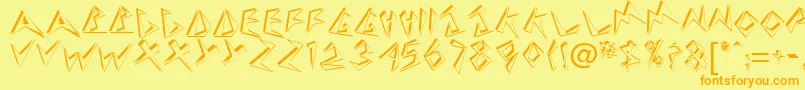 フォントHandle1 – オレンジの文字が黄色の背景にあります。