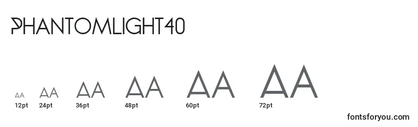 Размеры шрифта PhantomLight40