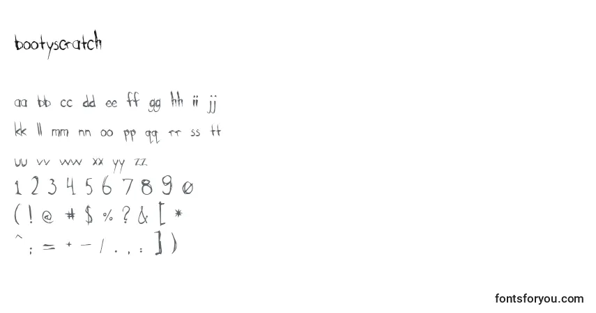 Czcionka Bootyscratch – alfabet, cyfry, specjalne znaki