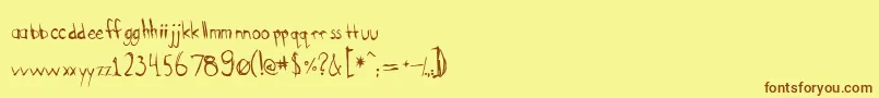 Bootyscratch-Schriftart – Braune Schriften auf gelbem Hintergrund