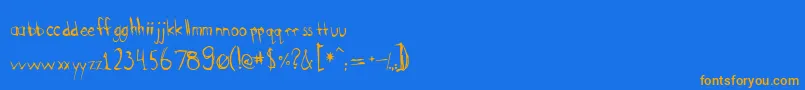 Bootyscratch-Schriftart – Orangefarbene Schriften auf blauem Hintergrund