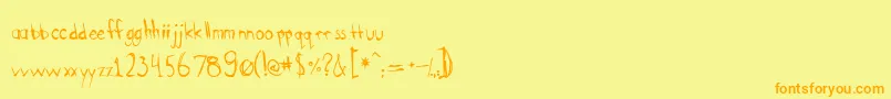 Saiba mais sobre a fonte Bootyscratch Fonte Bootyscratch – fontes laranjas em um fundo amarelo