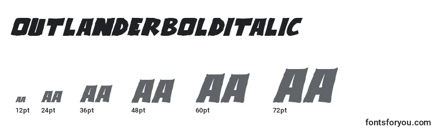 Размеры шрифта OutlanderBoldItalic