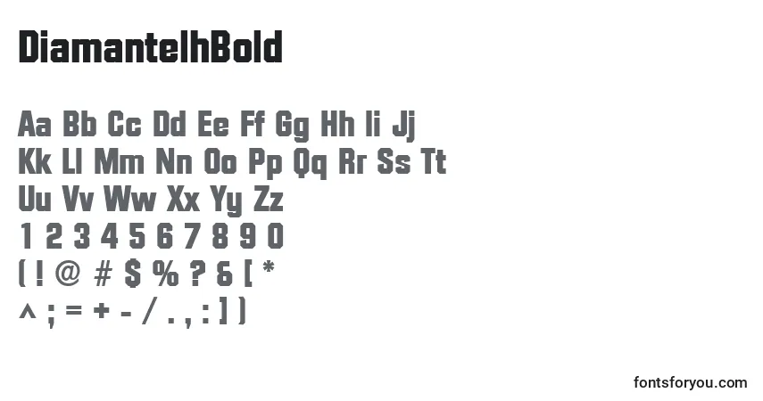 Schriftart DiamantelhBold – Alphabet, Zahlen, spezielle Symbole