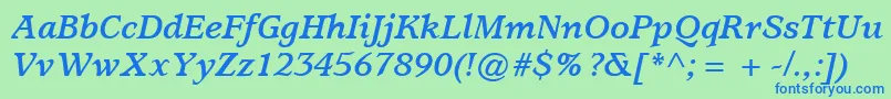 フォントItcUsherwoodLtBoldItalic – 青い文字は緑の背景です。
