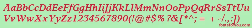 ItcUsherwoodLtBoldItalic Font – Red Fonts on Green Background