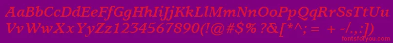 フォントItcUsherwoodLtBoldItalic – 紫の背景に赤い文字