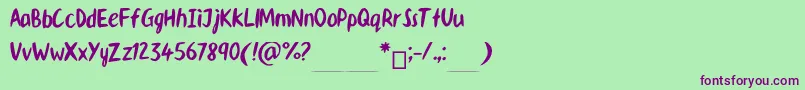 Aaf4 Font – Purple Fonts on Green Background