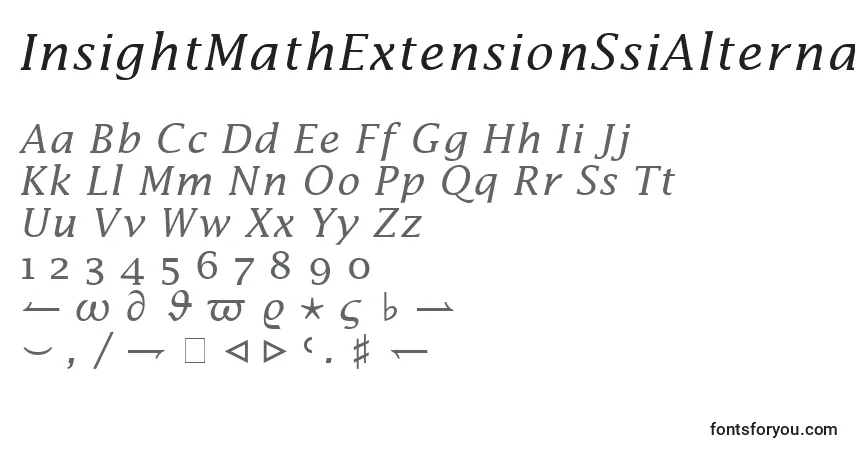 Шрифт InsightMathExtensionSsiAlternateExtension – алфавит, цифры, специальные символы