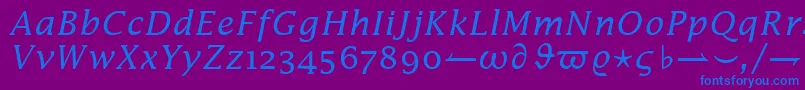 InsightMathExtensionSsiAlternateExtension-fontti – siniset fontit violetilla taustalla