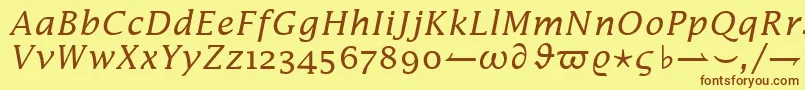 フォントInsightMathExtensionSsiAlternateExtension – 茶色の文字が黄色の背景にあります。