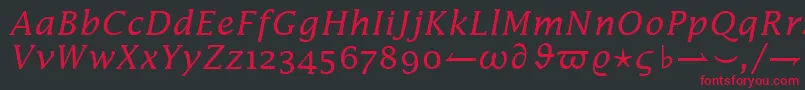 Czcionka InsightMathExtensionSsiAlternateExtension – czerwone czcionki na czarnym tle