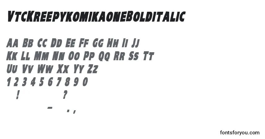 Czcionka VtcKreepykomikaoneBolditalic – alfabet, cyfry, specjalne znaki