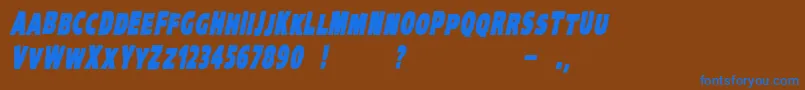 VtcKreepykomikaoneBolditalic Font – Blue Fonts on Brown Background