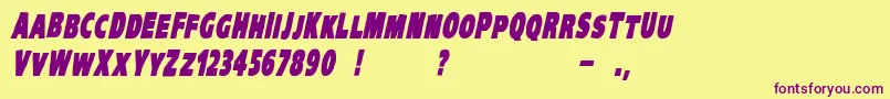 VtcKreepykomikaoneBolditalic Font – Purple Fonts on Yellow Background