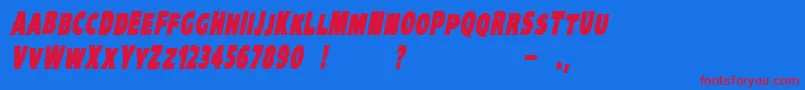 VtcKreepykomikaoneBolditalic Font – Red Fonts on Blue Background