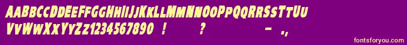 Шрифт VtcKreepykomikaoneBolditalic – жёлтые шрифты на фиолетовом фоне