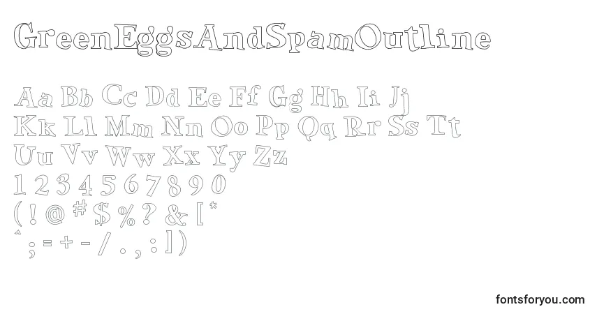 GreenEggsAndSpamOutline-fontti – aakkoset, numerot, erikoismerkit