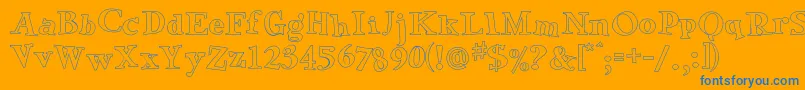 GreenEggsAndSpamOutline-Schriftart – Blaue Schriften auf orangefarbenem Hintergrund