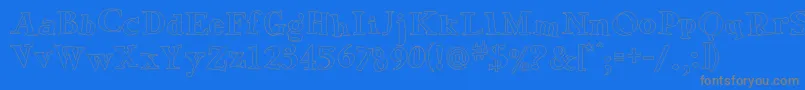 GreenEggsAndSpamOutline-Schriftart – Graue Schriften auf blauem Hintergrund