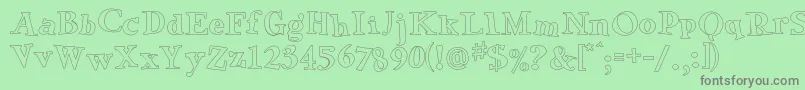 Lisätietoja GreenEggsAndSpamOutline-fontista GreenEggsAndSpamOutline-fontti – harmaat kirjasimet vihreällä taustalla