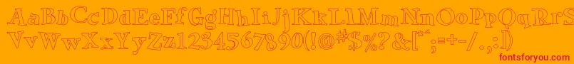 Fonte GreenEggsAndSpamOutline – fontes vermelhas em um fundo laranja