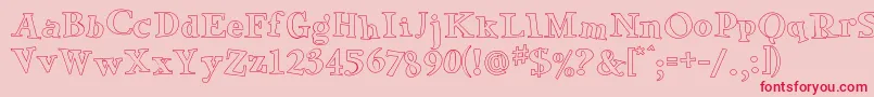 GreenEggsAndSpamOutline-Schriftart – Rote Schriften auf rosa Hintergrund