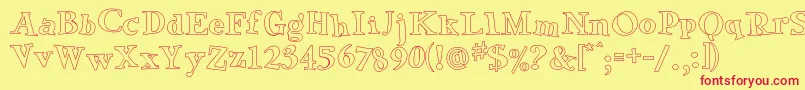 GreenEggsAndSpamOutline-Schriftart – Rote Schriften auf gelbem Hintergrund