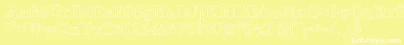 GreenEggsAndSpamOutline Font – White Fonts on Yellow Background