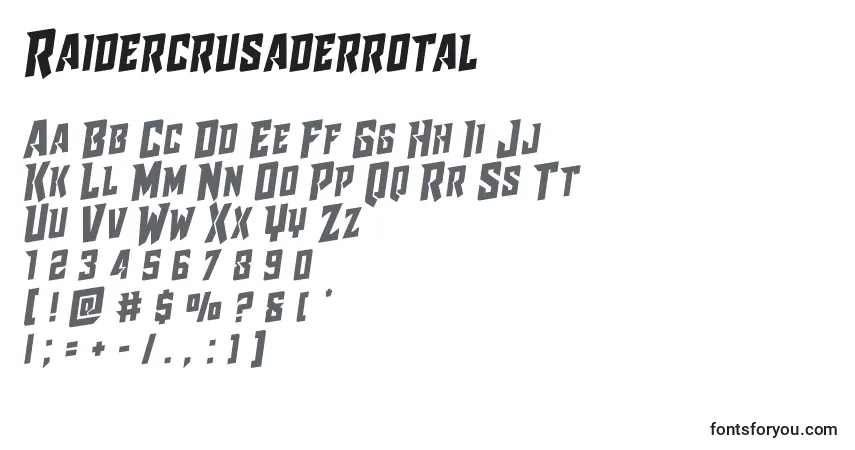 Czcionka Raidercrusaderrotal – alfabet, cyfry, specjalne znaki