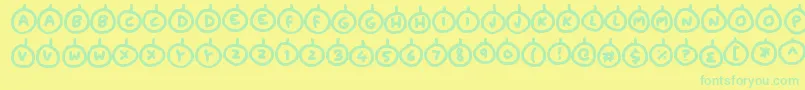 フォントBaubles – 黄色い背景に緑の文字