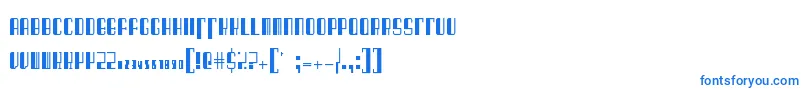 BarcodedecoRegular-Schriftart – Blaue Schriften auf weißem Hintergrund