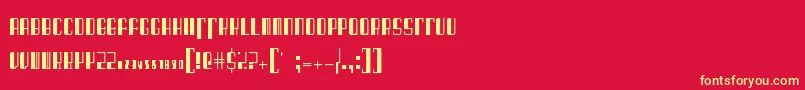 BarcodedecoRegular-fontti – keltaiset fontit punaisella taustalla