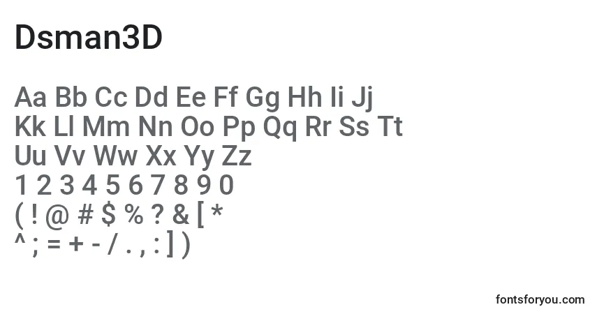 A fonte Dsman3D – alfabeto, números, caracteres especiais