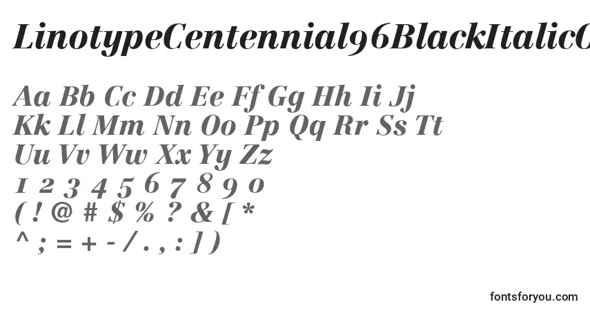 Fuente LinotypeCentennial96BlackItalicOldstyleFigures - alfabeto, números, caracteres especiales
