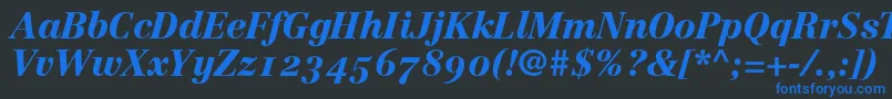 LinotypeCentennial96BlackItalicOldstyleFigures Font – Blue Fonts on Black Background
