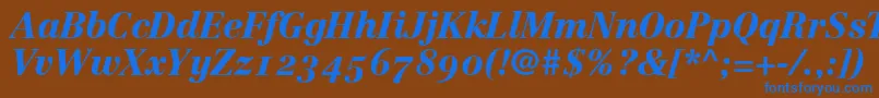 LinotypeCentennial96BlackItalicOldstyleFigures Font – Blue Fonts on Brown Background