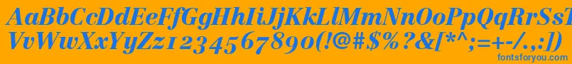 fuente LinotypeCentennial96BlackItalicOldstyleFigures – Fuentes Azules Sobre Fondo Naranja