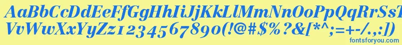 LinotypeCentennial96BlackItalicOldstyleFigures Font – Blue Fonts on Yellow Background