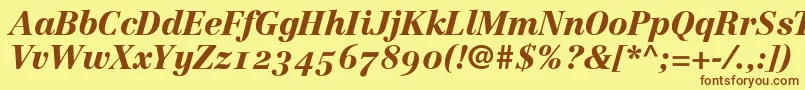 LinotypeCentennial96BlackItalicOldstyleFigures Font – Brown Fonts on Yellow Background