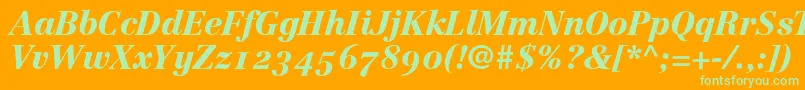 LinotypeCentennial96BlackItalicOldstyleFigures Font – Green Fonts on Orange Background
