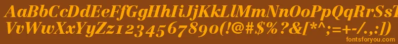 LinotypeCentennial96BlackItalicOldstyleFigures Font – Orange Fonts on Brown Background