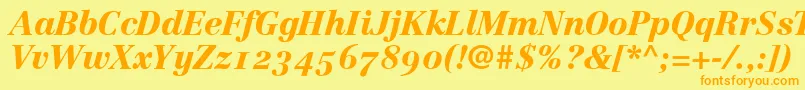 LinotypeCentennial96BlackItalicOldstyleFigures Font – Orange Fonts on Yellow Background