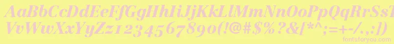 LinotypeCentennial96BlackItalicOldstyleFigures Font – Pink Fonts on Yellow Background
