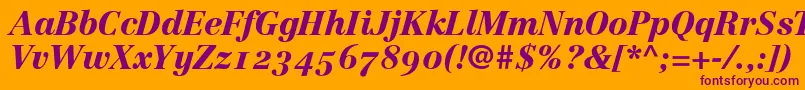 LinotypeCentennial96BlackItalicOldstyleFigures Font – Purple Fonts on Orange Background