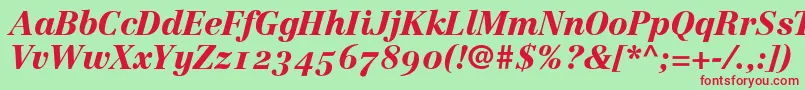 LinotypeCentennial96BlackItalicOldstyleFigures Font – Red Fonts on Green Background