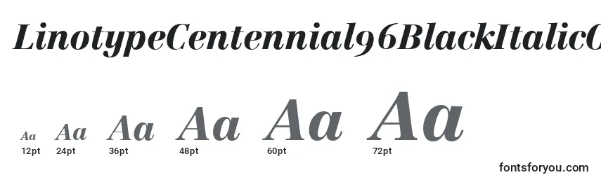 Размеры шрифта LinotypeCentennial96BlackItalicOldstyleFigures