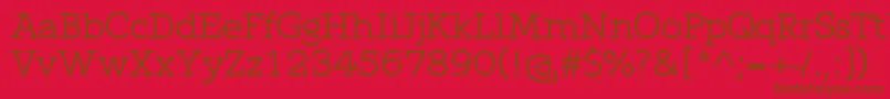 Qlarendon-Schriftart – Braune Schriften auf rotem Hintergrund
