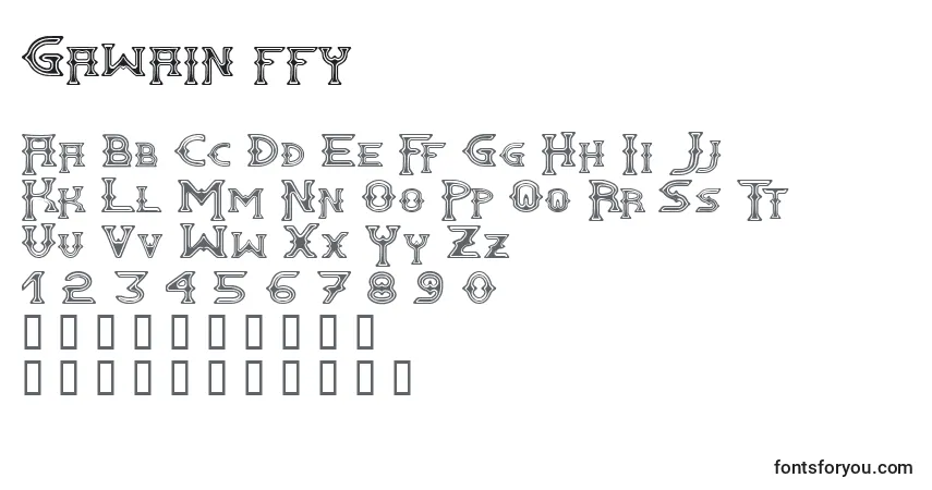 Шрифт Gawain ffy – алфавит, цифры, специальные символы