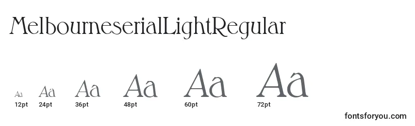 Размеры шрифта MelbourneserialLightRegular